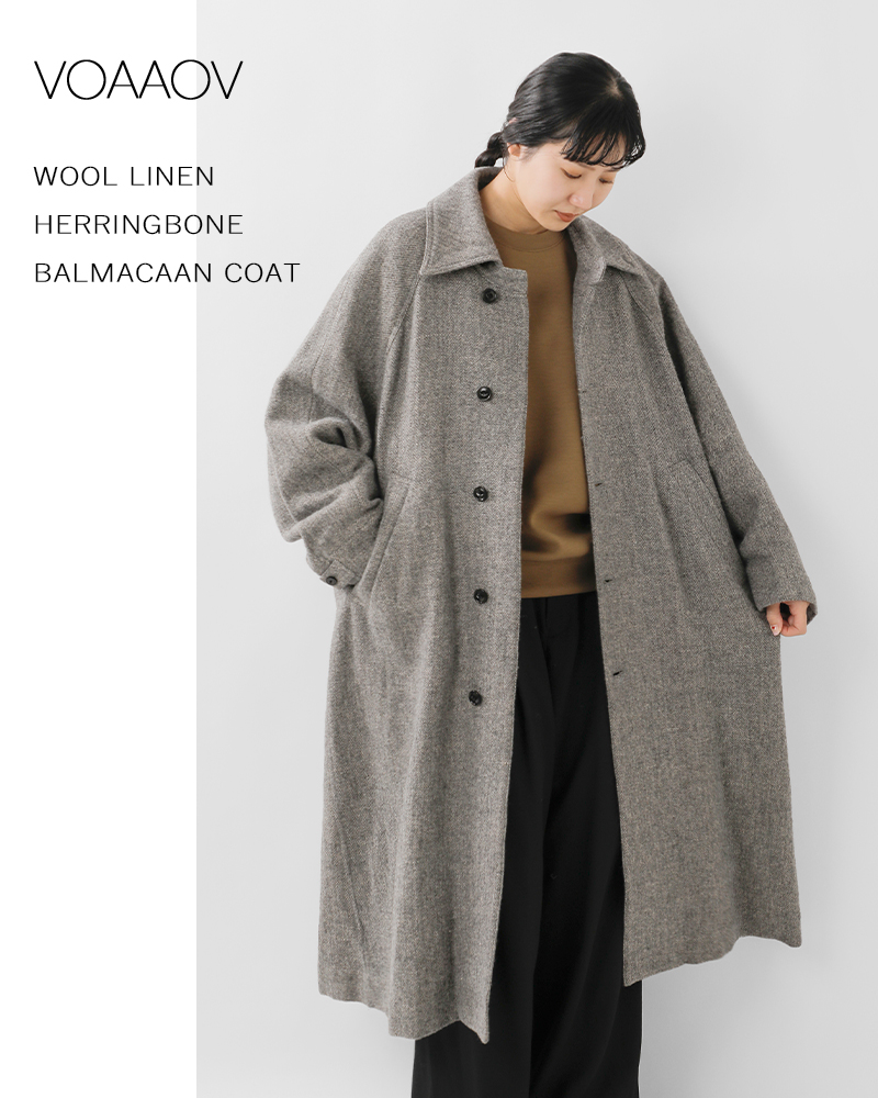 VOAAOV(ヴォアーブ)ウールリネンヘリンボーンステンカラーコートvoco-o111