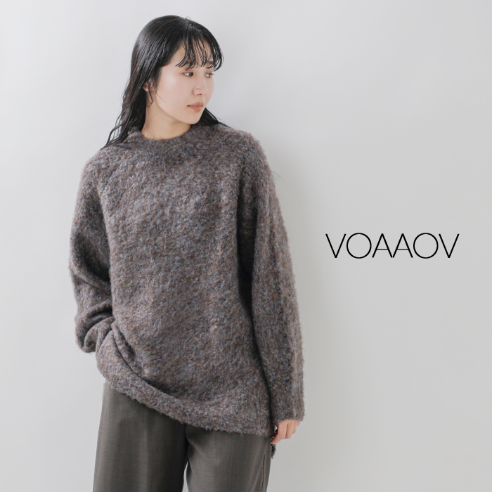 VOAAOV(ヴォアーブ)ブークレヤーンウールフラースチーゼルラグランニットプルオーバーvont-o102
