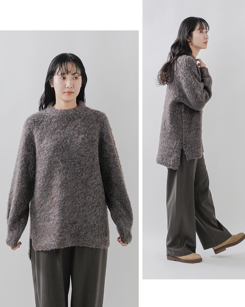 VOAAOV(ヴォアーブ)ブークレヤーンウールフラースチーゼルラグランニットプルオーバーvont-o102