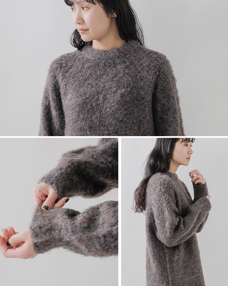 VOAAOV(ヴォアーブ)ブークレヤーンウールフラースチーゼルラグランニットプルオーバーvont-o102