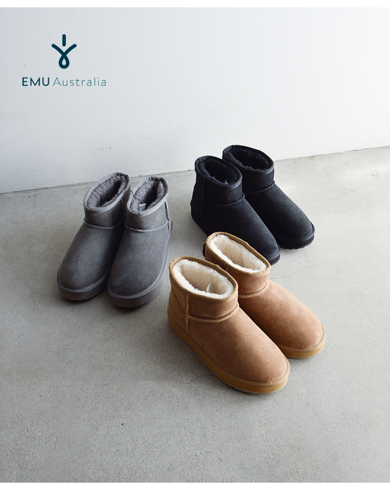 EMU Australia(エミュオーストラリア)カウレザーメリノウールショートムートンブーツw13252
