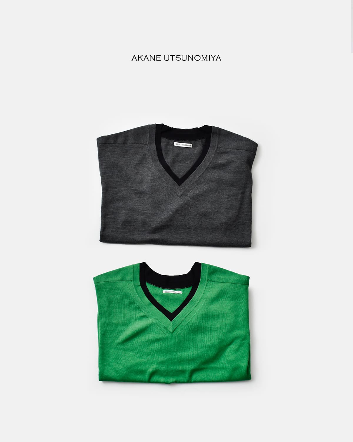:AKANE UTSUNOMIYA(アカネウツノミヤ)ウール Vネック ニット プルオーバーwao-fk04-1002