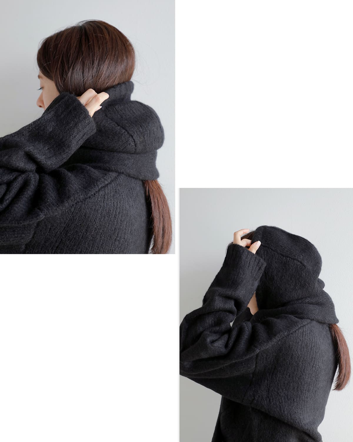 AKANE UTSUNOMIYA(アカネウツノミヤ)ベビーアルパカメリノウールバラクラバマフラー付きニットプルオーバー wao-fk06-1003