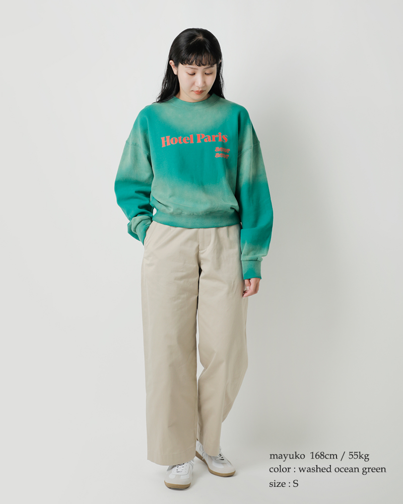 ARAMINTA JAMESコットン 起毛フリース スウェットシャツ “HOTEL PARIS / MI SCUSI SWEATSHIRT” washed-sw