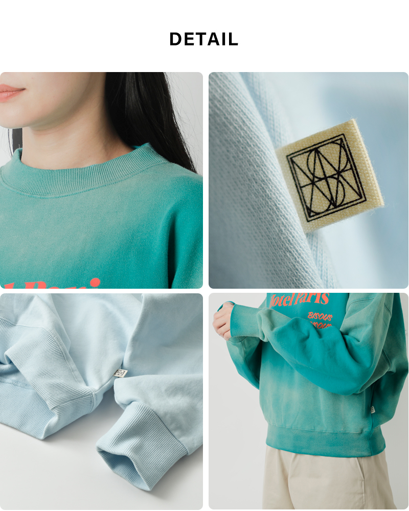 ARAMINTA JAMESコットン 起毛フリース スウェットシャツ “HOTEL PARIS / MI SCUSI SWEATSHIRT” washed-sw