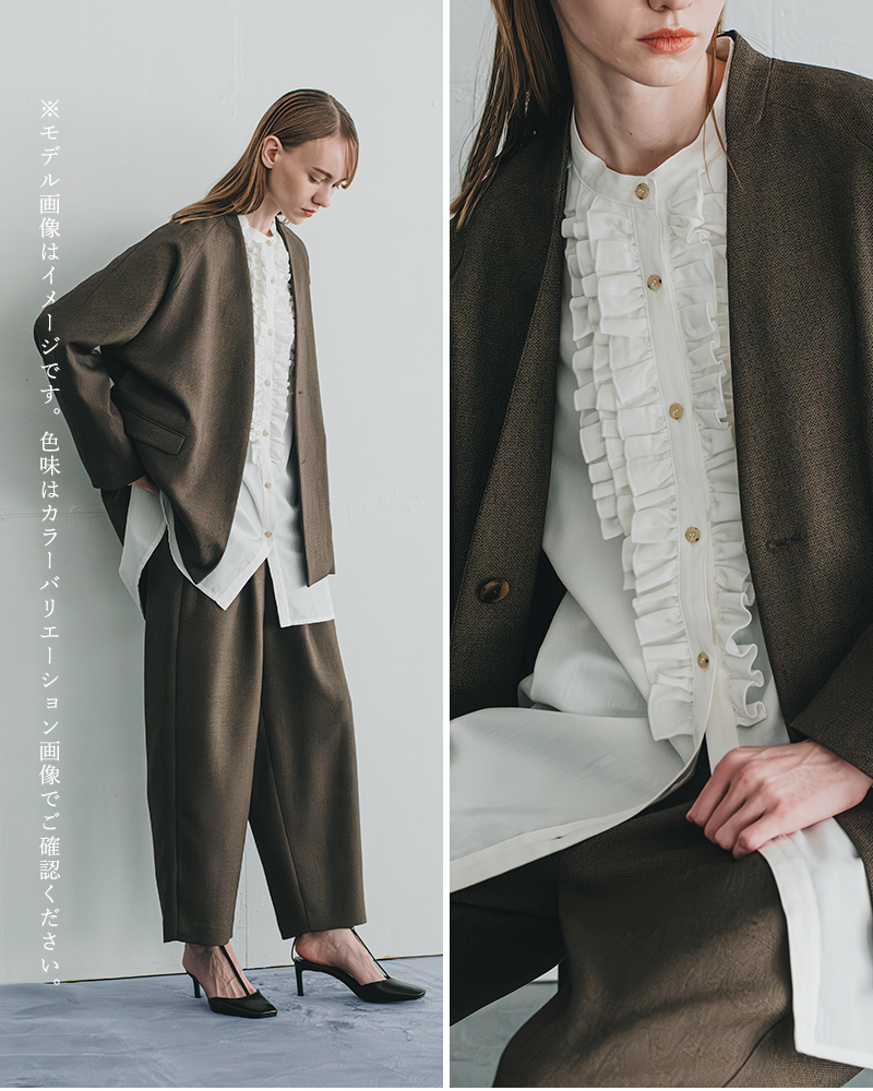 whyto(zCg)thXuEXgfrilldressblousehwht25fbl4081