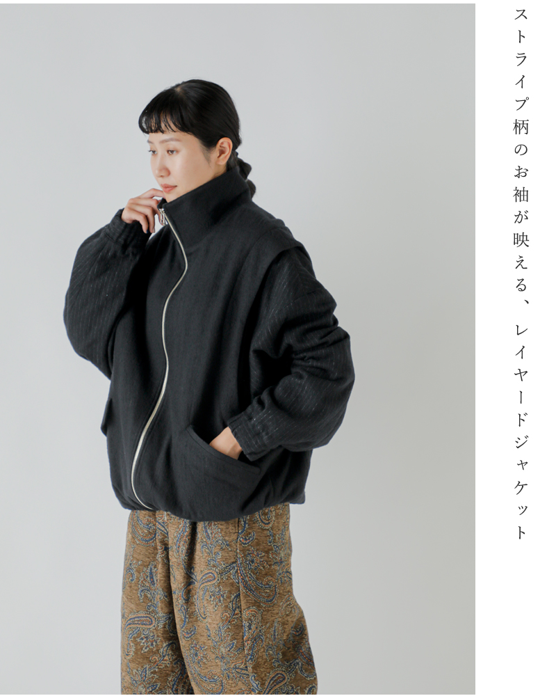 my beautiful landlet(マイ ビューティフル ランドレット)ボイルドコットンウールストライプジャケットwm11-bz252111