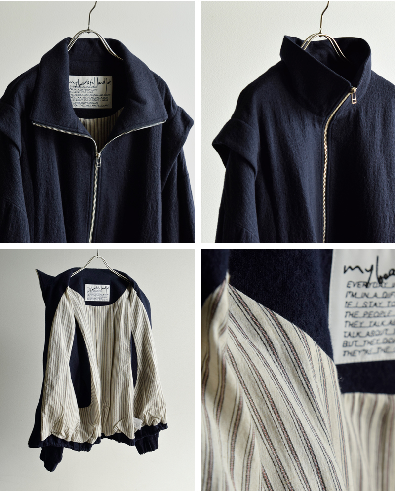 my beautiful landlet(マイ ビューティフル ランドレット)ボイルドコットンウールストライプジャケットwm11-bz252111