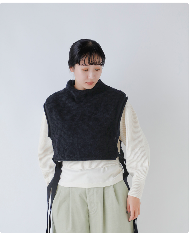 unfilランダムウール コットン ハイネック 2way ベスト “random wool ＆ woolen cotton high-neck vest” wvfl-uw122