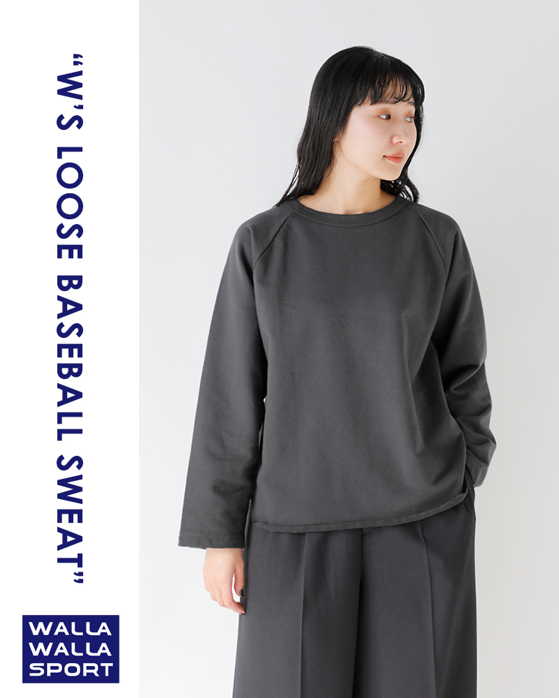 WALLA WALLA SPORTS(ワラワラスポーツ)裏毛ルーズベースボール長袖スウェットシャツ“WSLOOSEBASEBALLSWEAT”ww130081-sr