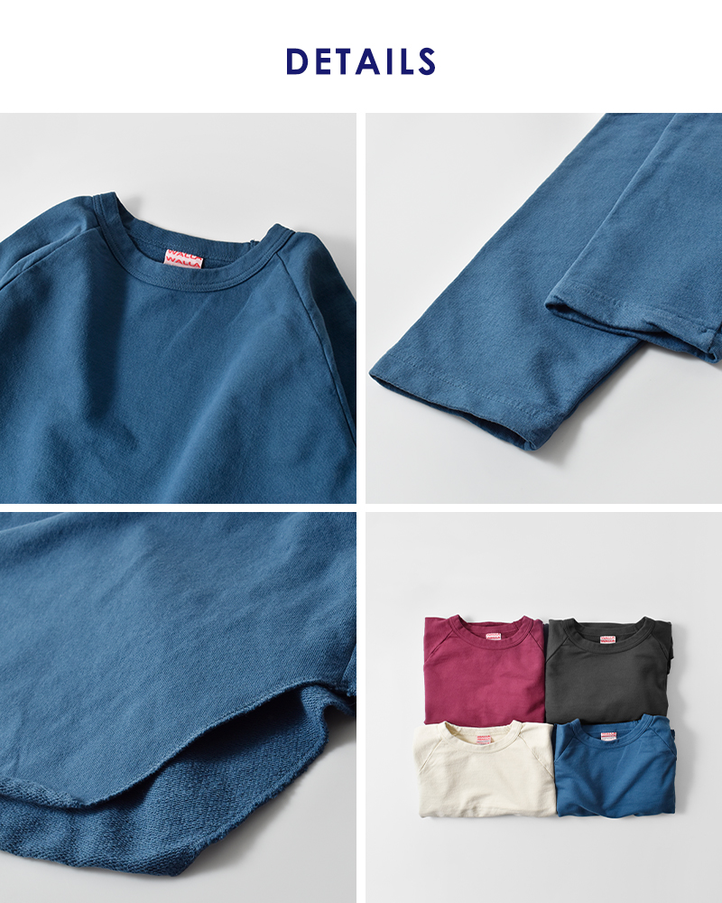 WALLA WALLA SPORTS(ワラワラスポーツ)裏毛ルーズベースボール長袖スウェットシャツ“WSLOOSEBASEBALLSWEAT”ww130081-sr