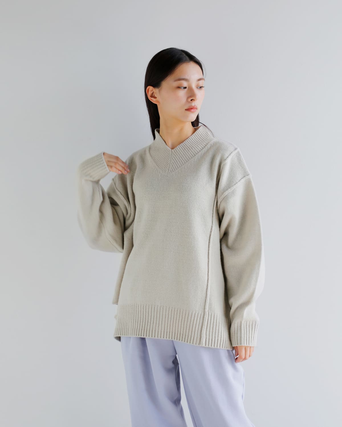YENN(イエン)ウォッシャブルウールVネックプルオーバー “WASHABLE WOOL VN PO” y254-91118