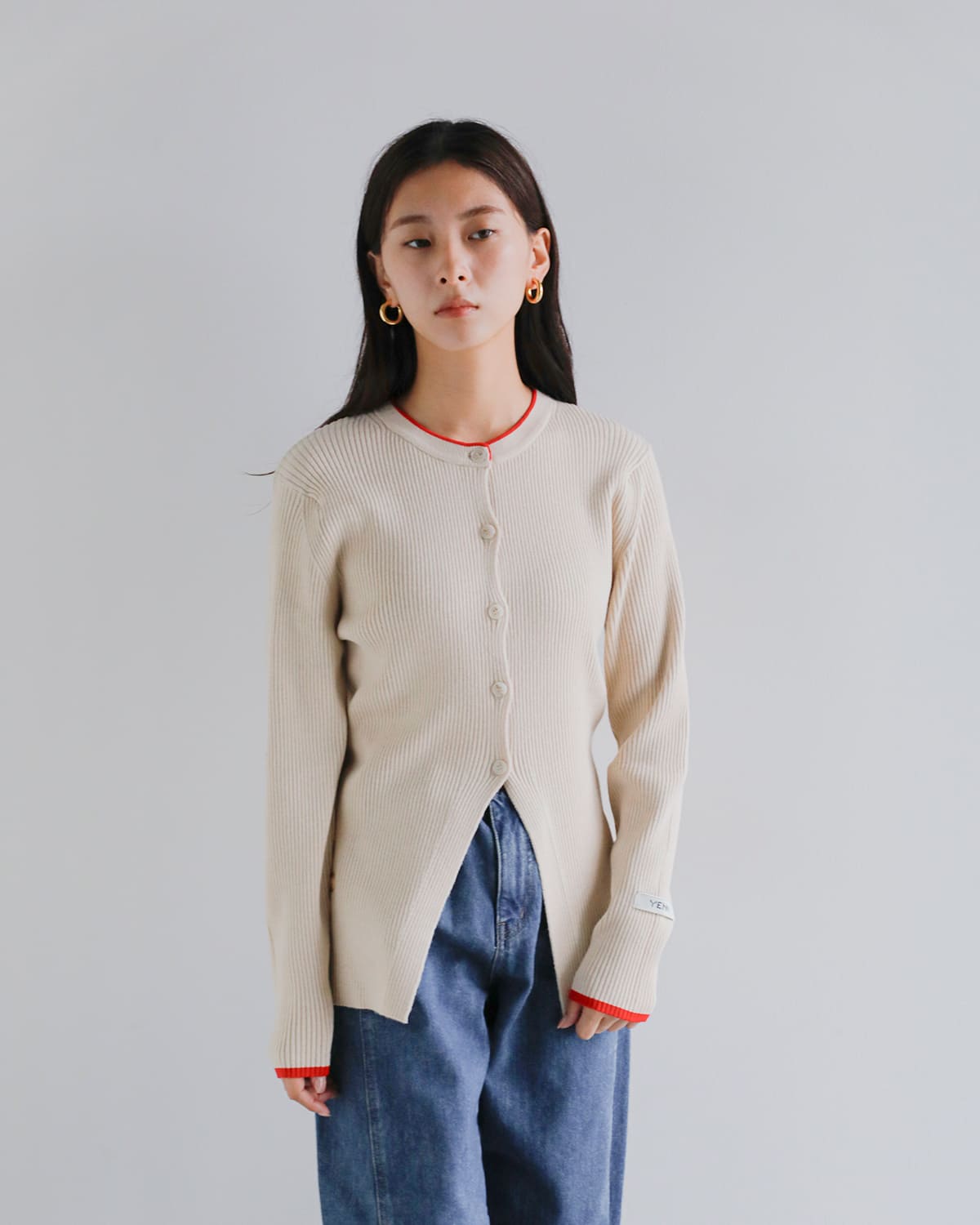 YENN(イエン)ウールリブクルーネックカーディガン “WOOL RIB CREW CD” y254-91121