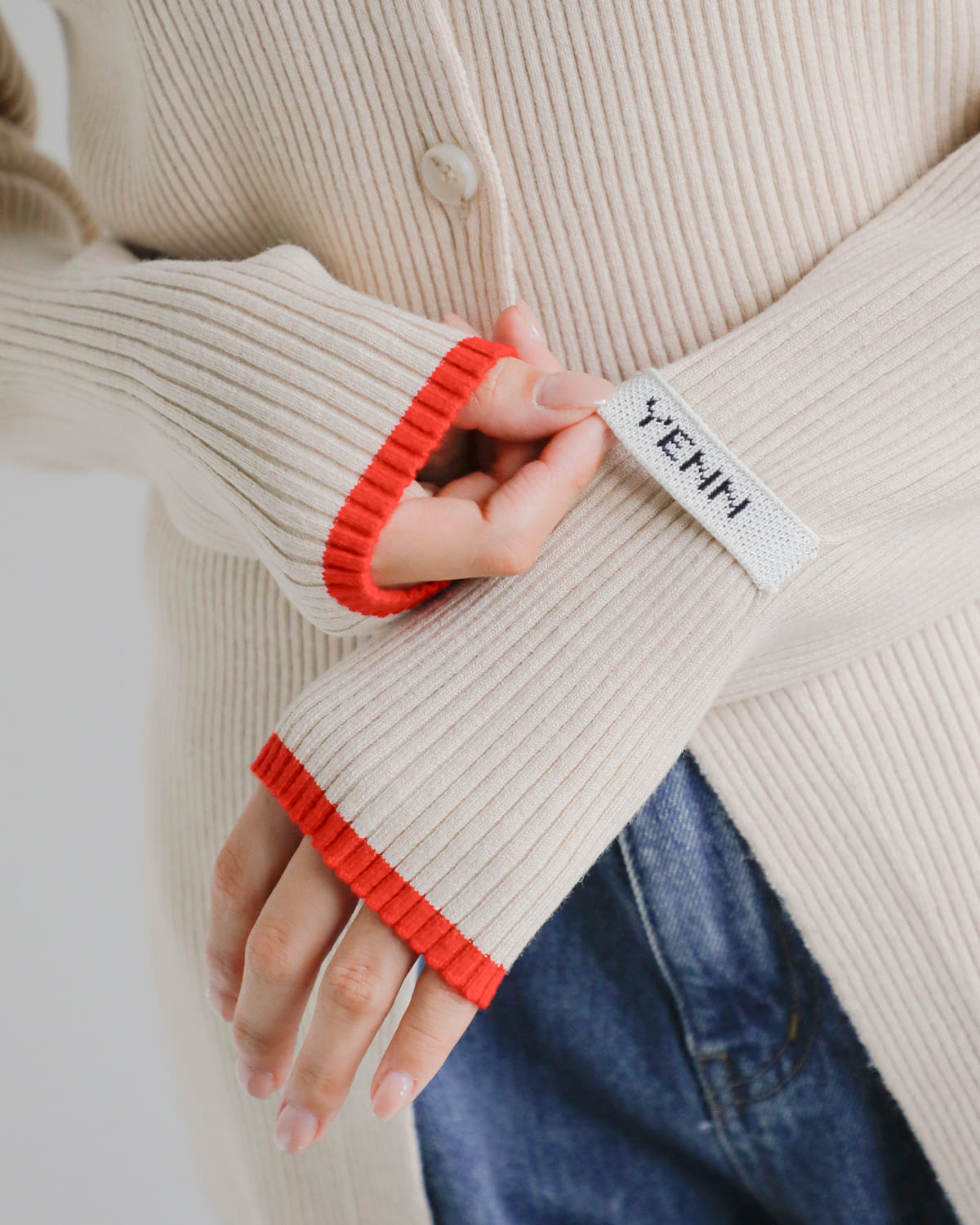 YENN(イエン)ウールリブクルーネックカーディガン “WOOL RIB CREW CD” y254-91121