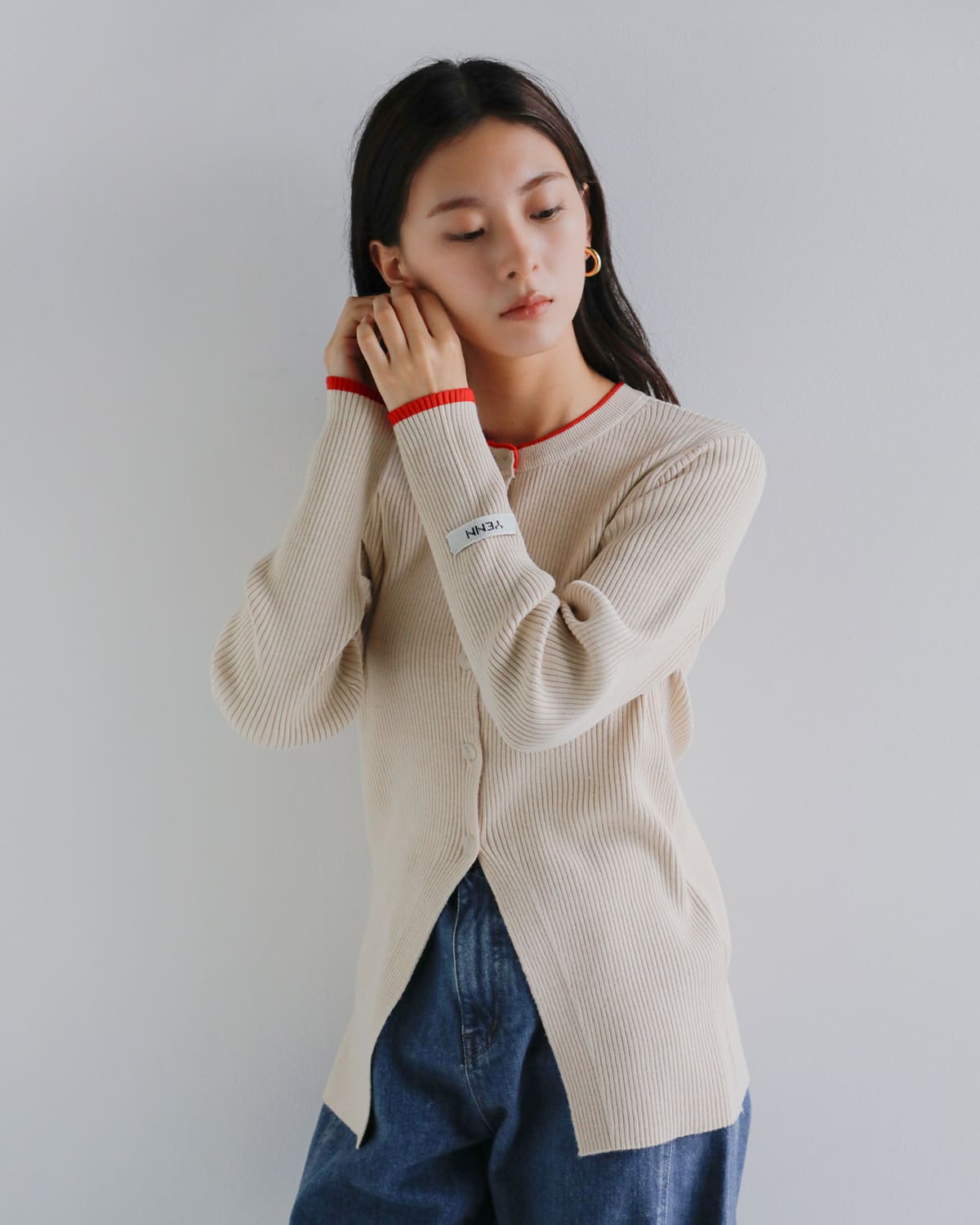 YENN(イエン)ウールリブクルーネックカーディガン “WOOL RIB CREW CD” y254-91121