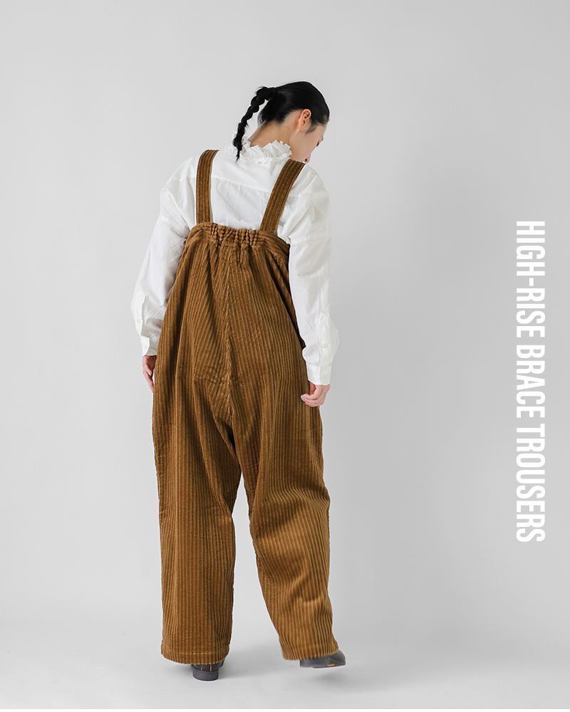 Yarmo(ヤーモ)ウォッシュドコーデュロイコットンハイライズブレーストラウザーパンツyar-25aw-p32