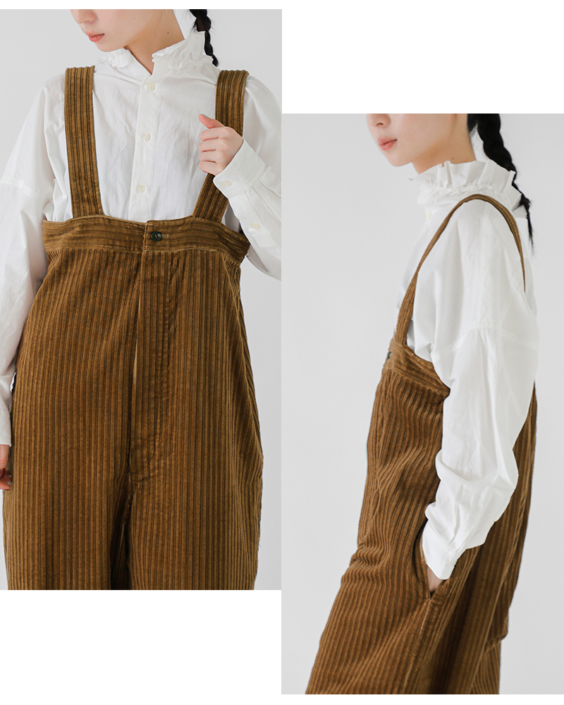 Yarmo(ヤーモ)ウォッシュドコーデュロイコットンハイライズブレーストラウザーパンツyar-25aw-p32