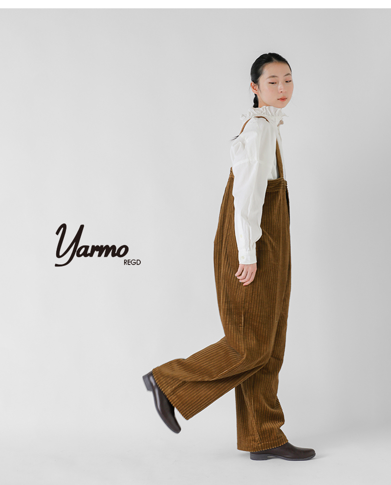 Yarmo(ヤーモ)ウォッシュドコーデュロイコットンハイライズブレーストラウザーパンツyar-25aw-p32