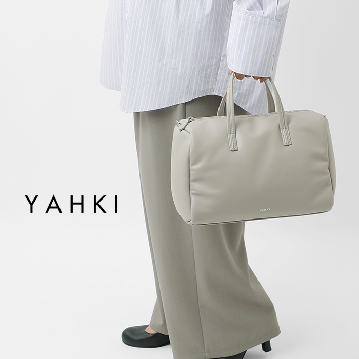 YAHKI ヤーキ シンセティックレザー スクエア ボストンバッグ yh
