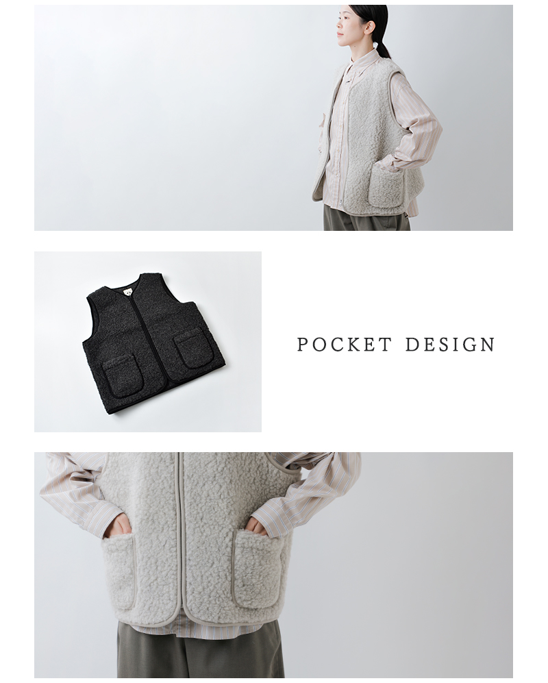 Mouflon Mouflon(ムフロン ムフロン)ウールパイルジップベストzipv