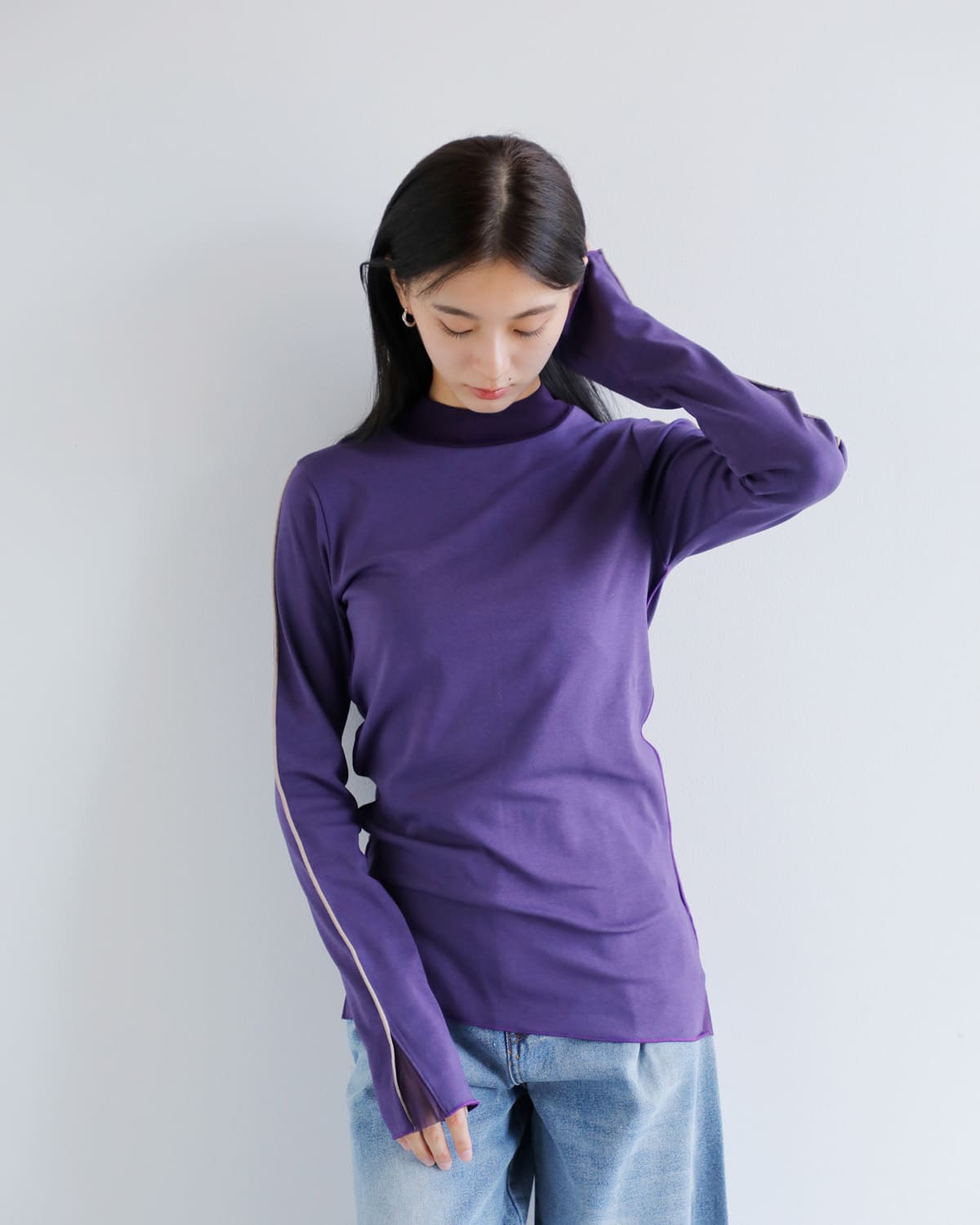 MARECHAL TERRE(マルシャルテル)コットンモダールストレッチハイネックリブチュールトップスzmt254ct306 zmt254ct306