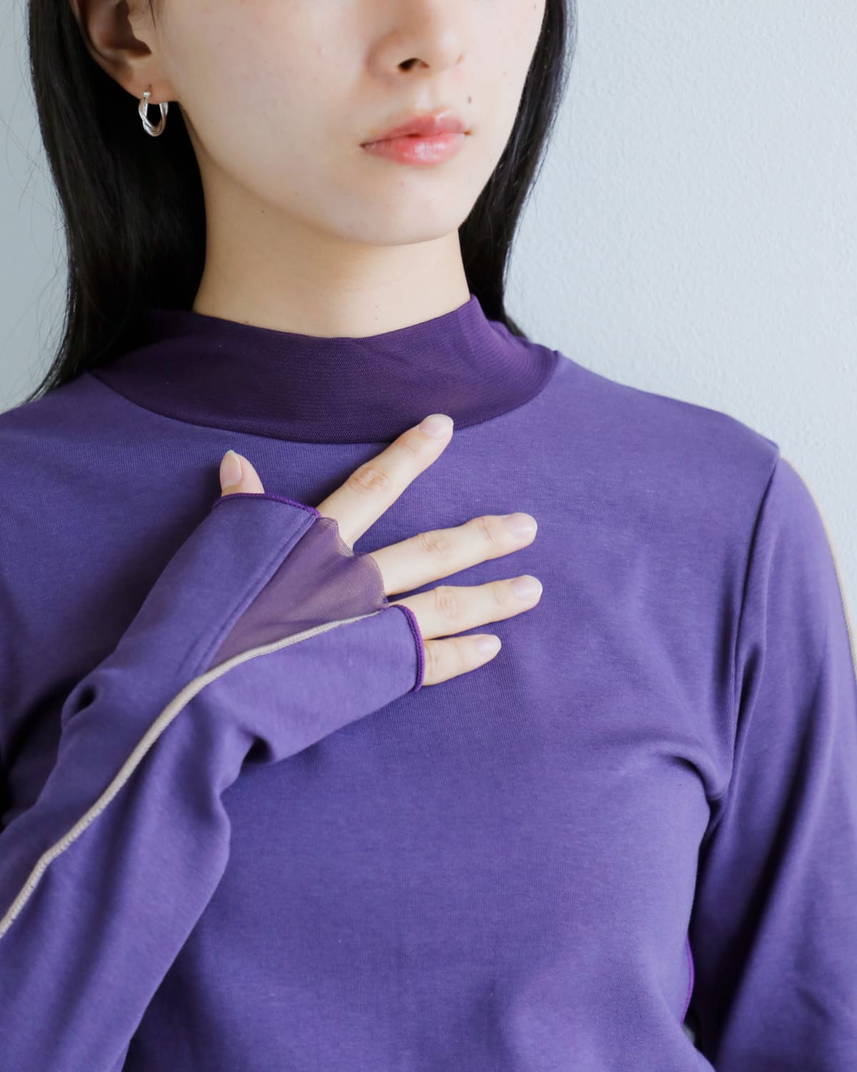 MARECHAL TERRE(マルシャルテル)コットンモダールストレッチハイネックリブチュールトップスzmt254ct306 zmt254ct306