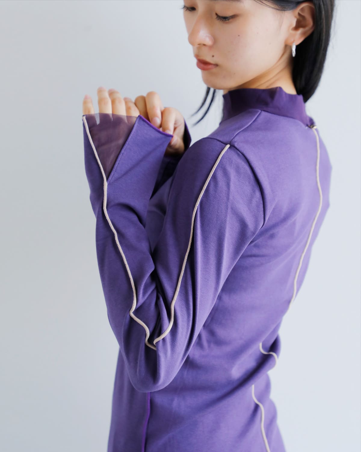 MARECHAL TERRE(マルシャルテル)コットンモダールストレッチハイネックリブチュールトップスzmt254ct306 zmt254ct306