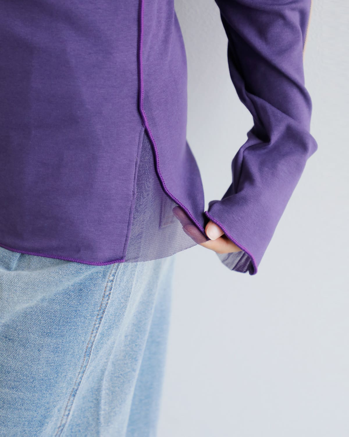 MARECHAL TERRE(マルシャルテル)コットンモダールストレッチハイネックリブチュールトップスzmt254ct306 zmt254ct306