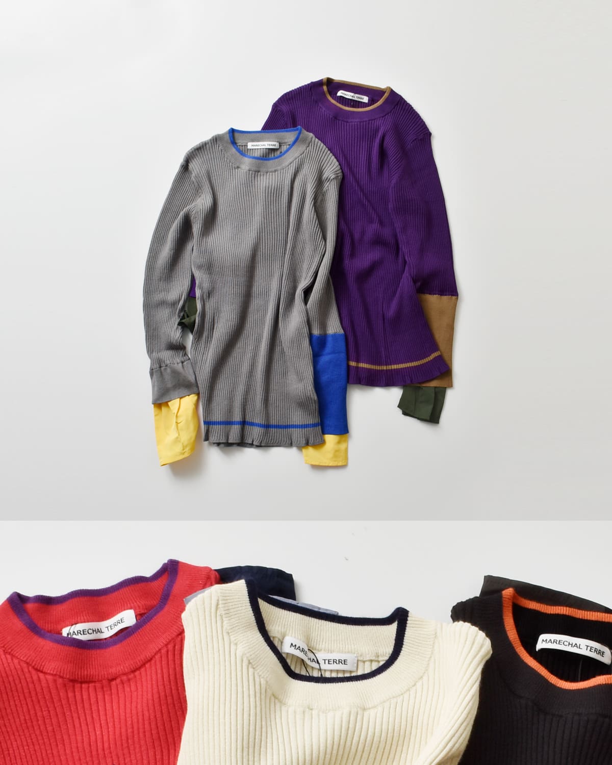 MARECHAL TERRE(マルシャルテル)レイヤードデザインカラーニットプルオーバーzmt254kn316 zmt254kn316