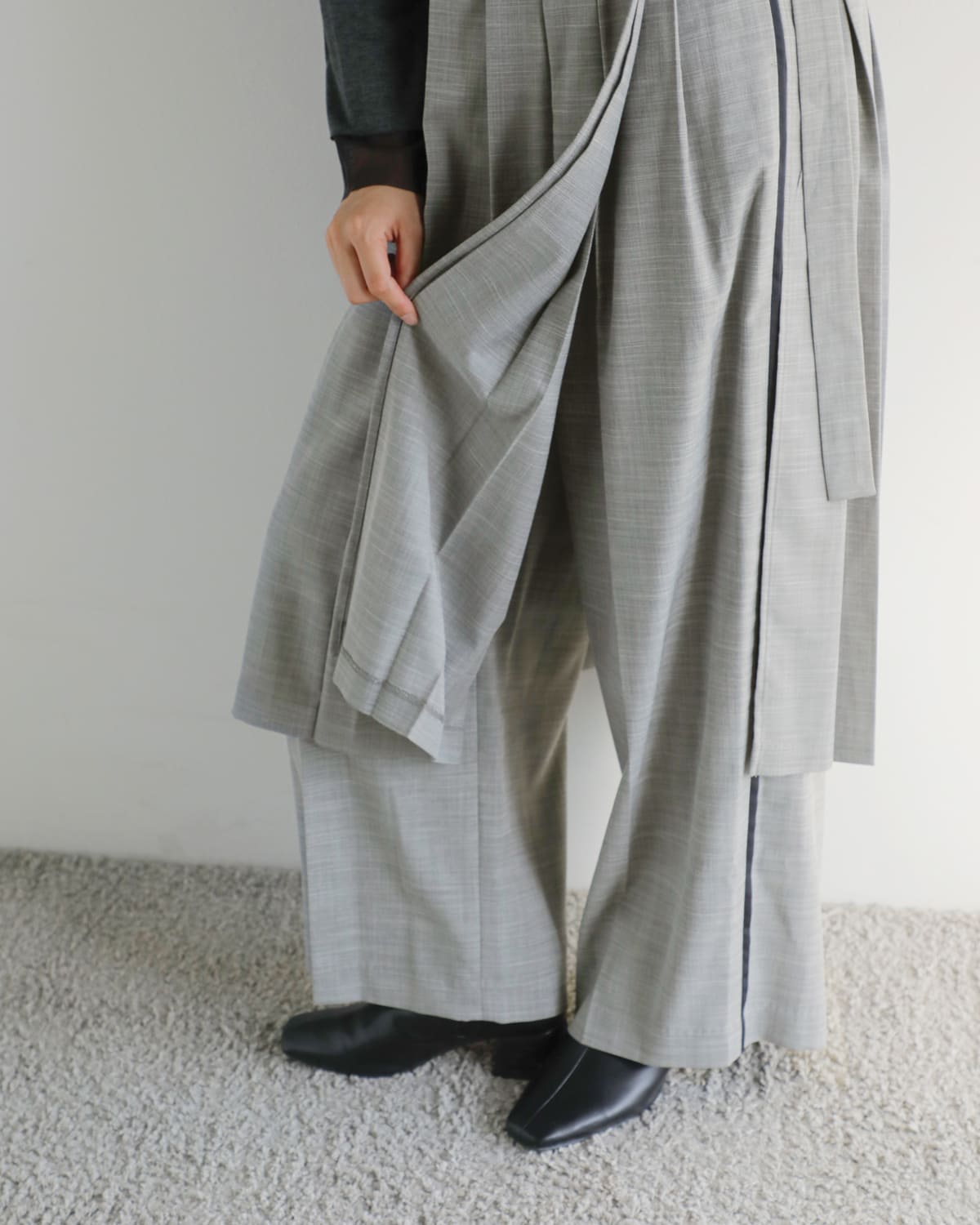 MARECHAL TERRE(マルシャルテル)プリーツラップスカート付きワイドパンツ zmt254pt325