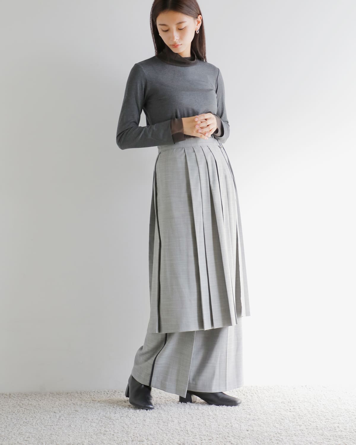 MARECHAL TERRE(マルシャルテル)プリーツラップスカート付きワイドパンツ zmt254pt325