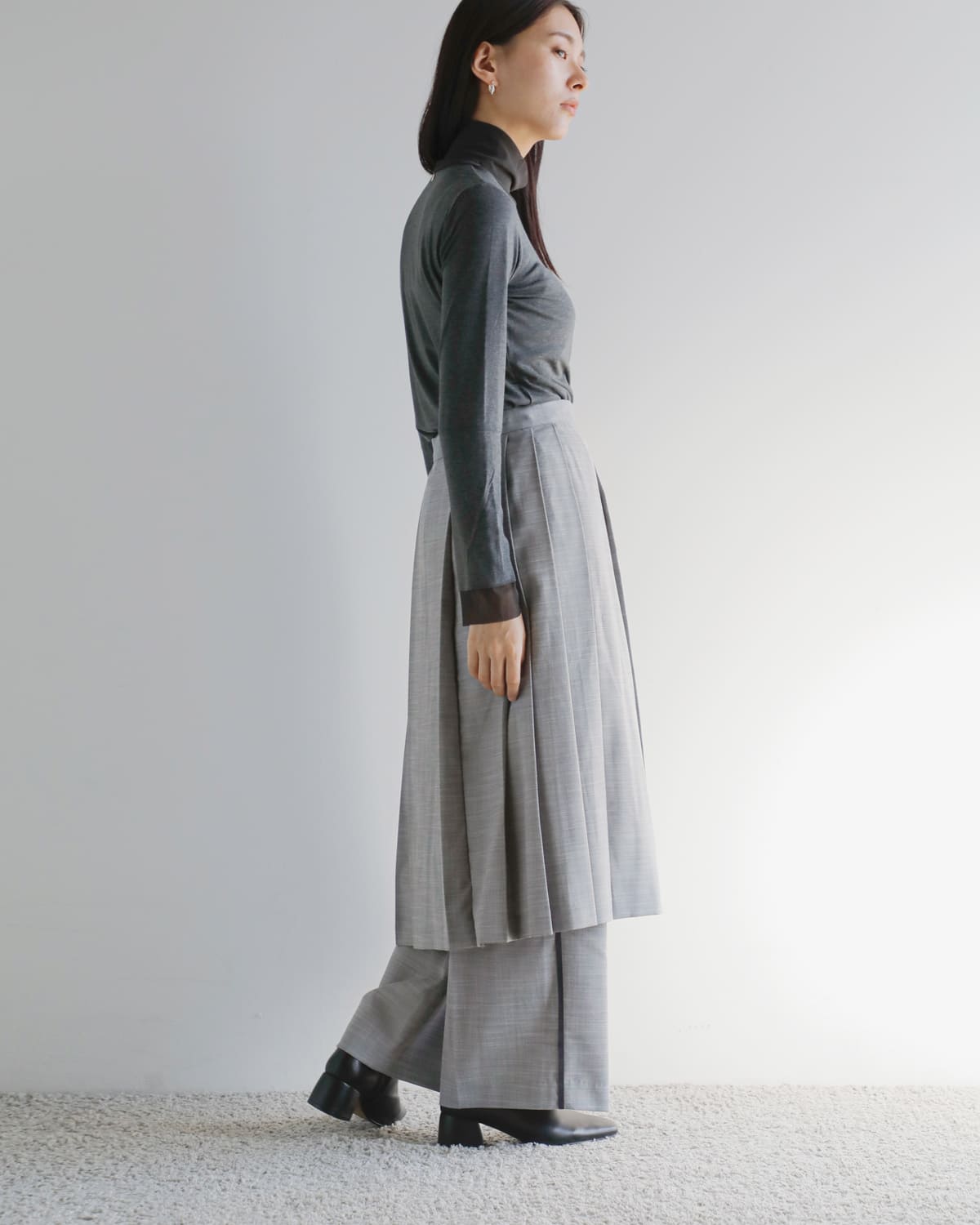 MARECHAL TERRE(マルシャルテル)プリーツラップスカート付きワイドパンツ zmt254pt325