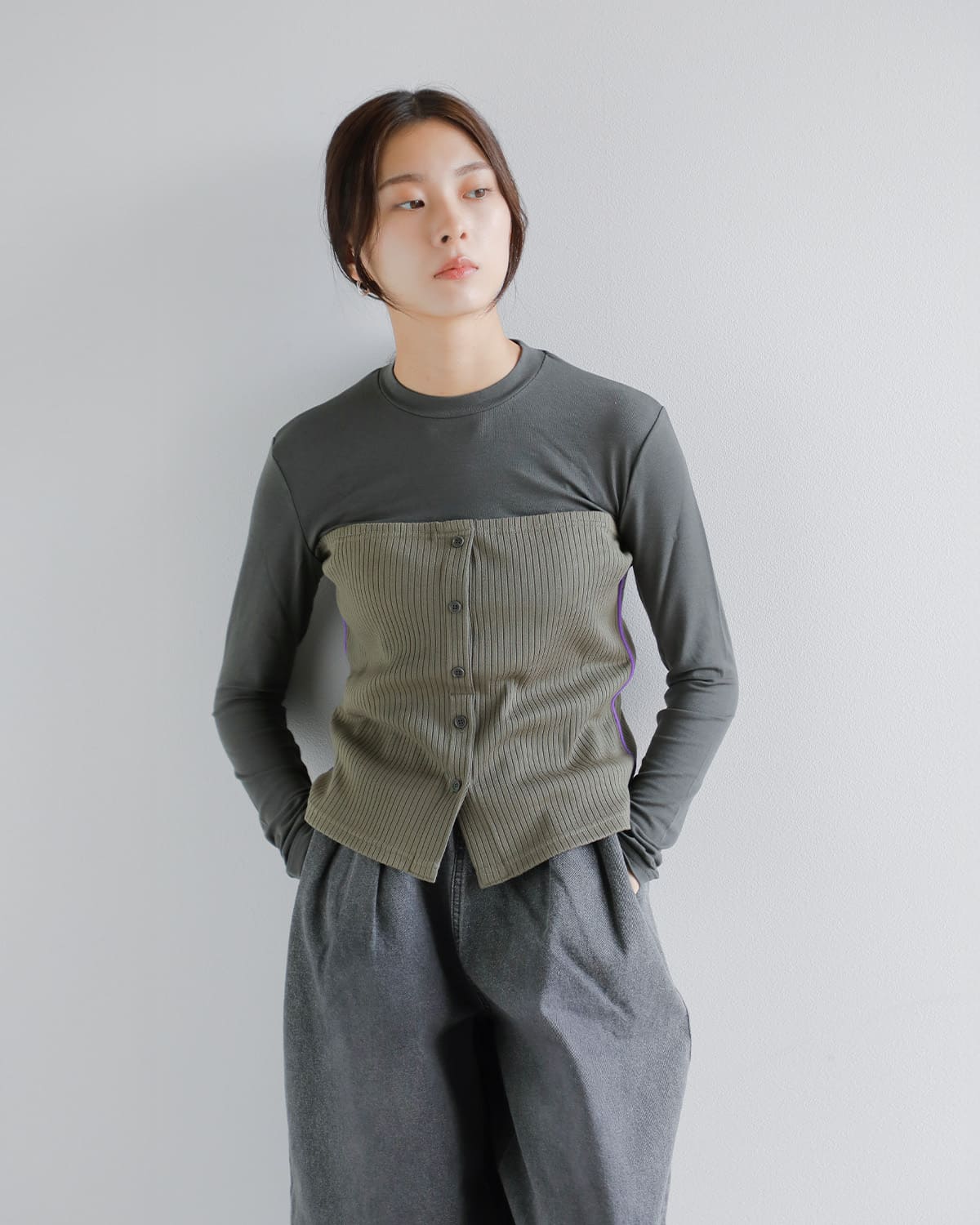 MARECHAL TERRE(マルシャルテル)レイヤードリブベアトップデザインプルオーバー zmt255ct504