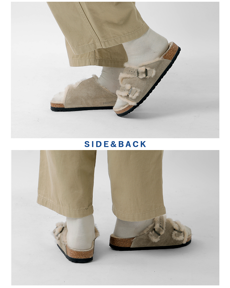 BIRKENSTOCK(ビルケンシュトック)チューリッヒシアリングスエードレザーファーナロークロッグサンダル“ZURICHSHEARLING”zurich-shearling
