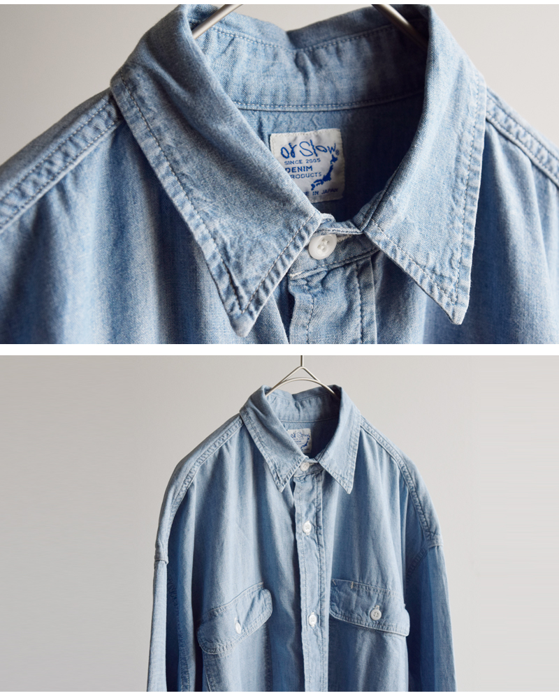 or slow(オアスロウ)ロングシャンブレーワークシャツドレス00-9570