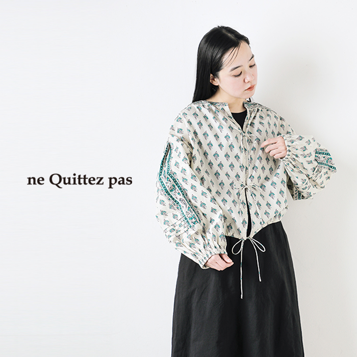 ne Quittez pas(ヌキテパ)ポプリンペイズリープリントリボンブラウス“PoplinPaisleyPrintRibbonBlouse”010151gg1