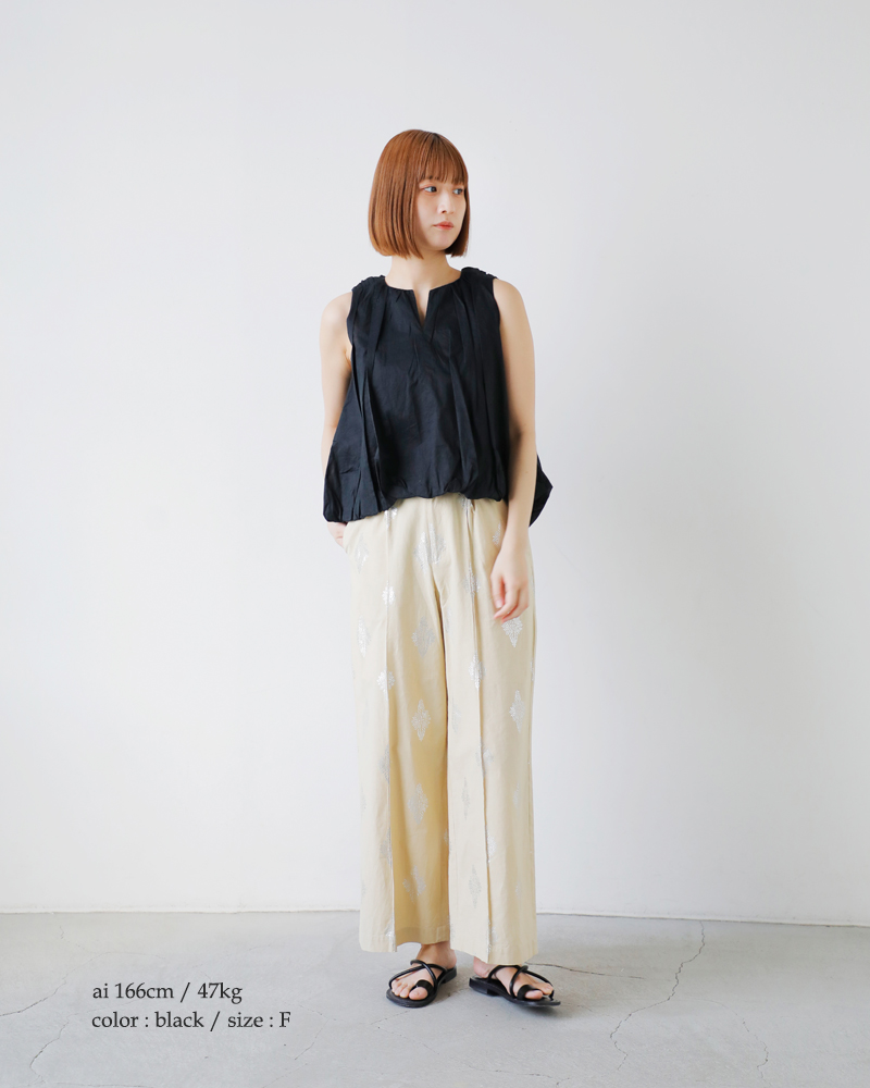 ne Quittez pas(ヌキテパ)コットンオーガンザバルーンノースリーブトップス“CottonOrganzaBalloonTop”010251gn6