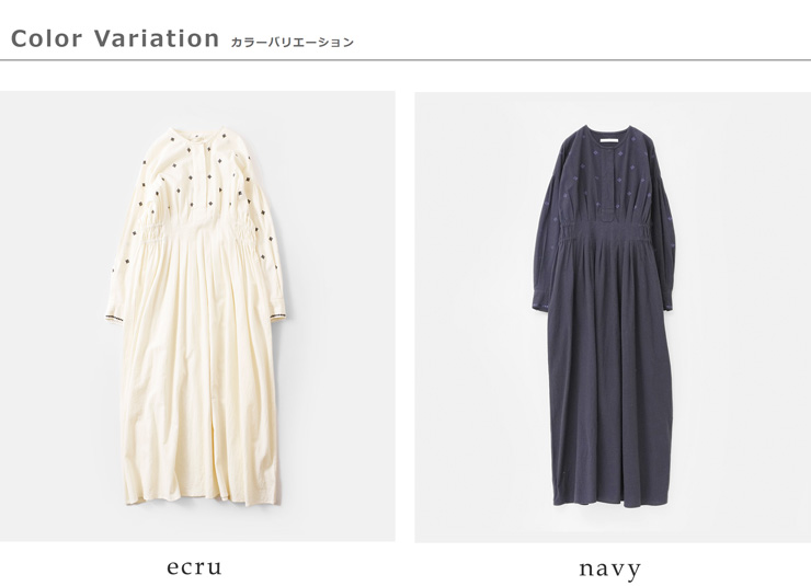 ne Quittez pas(ヌキテパ)クリンプコットンアスター刺繍タックドレス“CrimpCottonAsterEmbroideryTuckDress”010451gc1