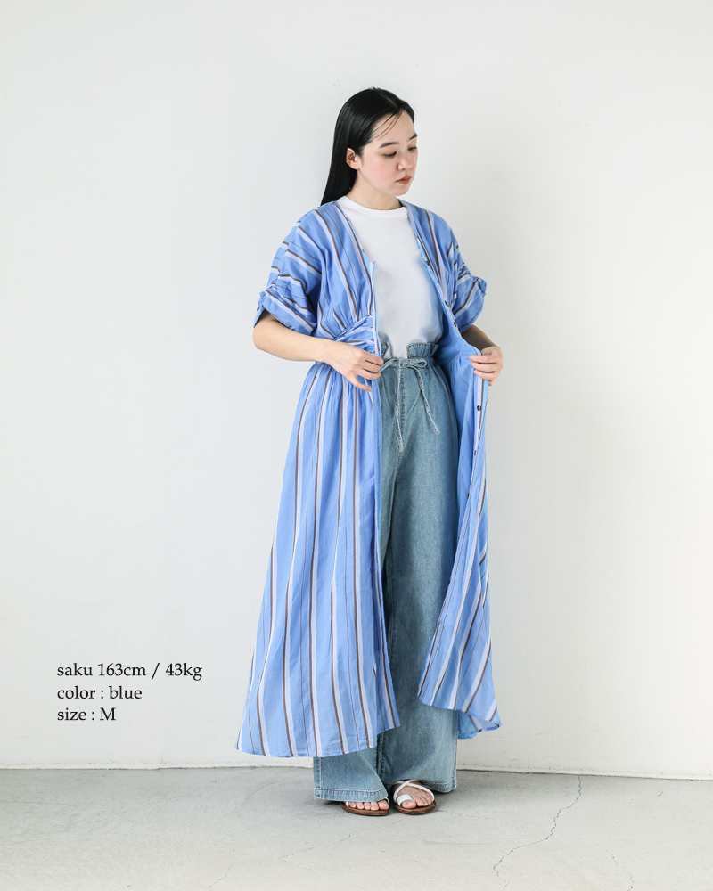 ne Quittez pas(ヌキテパ)コットンボイルストライプウエストギャザードレス“CottonVoileStripeWaistGatherDress”010451gr2