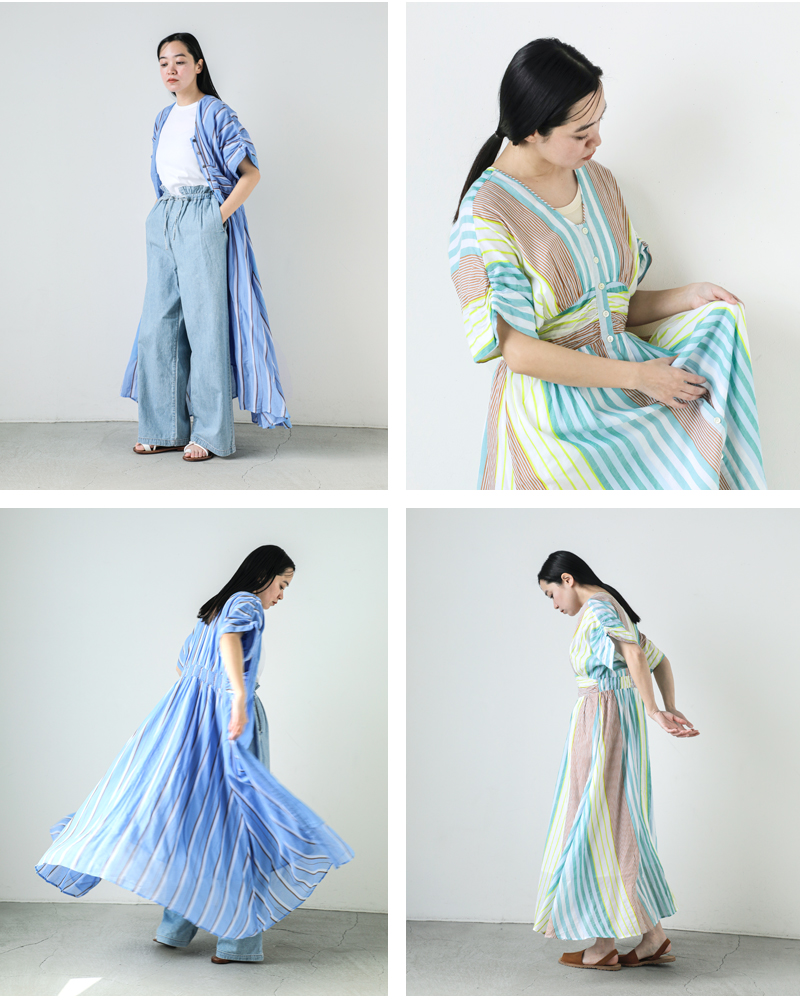 ne Quittez pas(ヌキテパ)コットンボイルストライプウエストギャザードレス“CottonVoileStripeWaistGatherDress”010451gr2