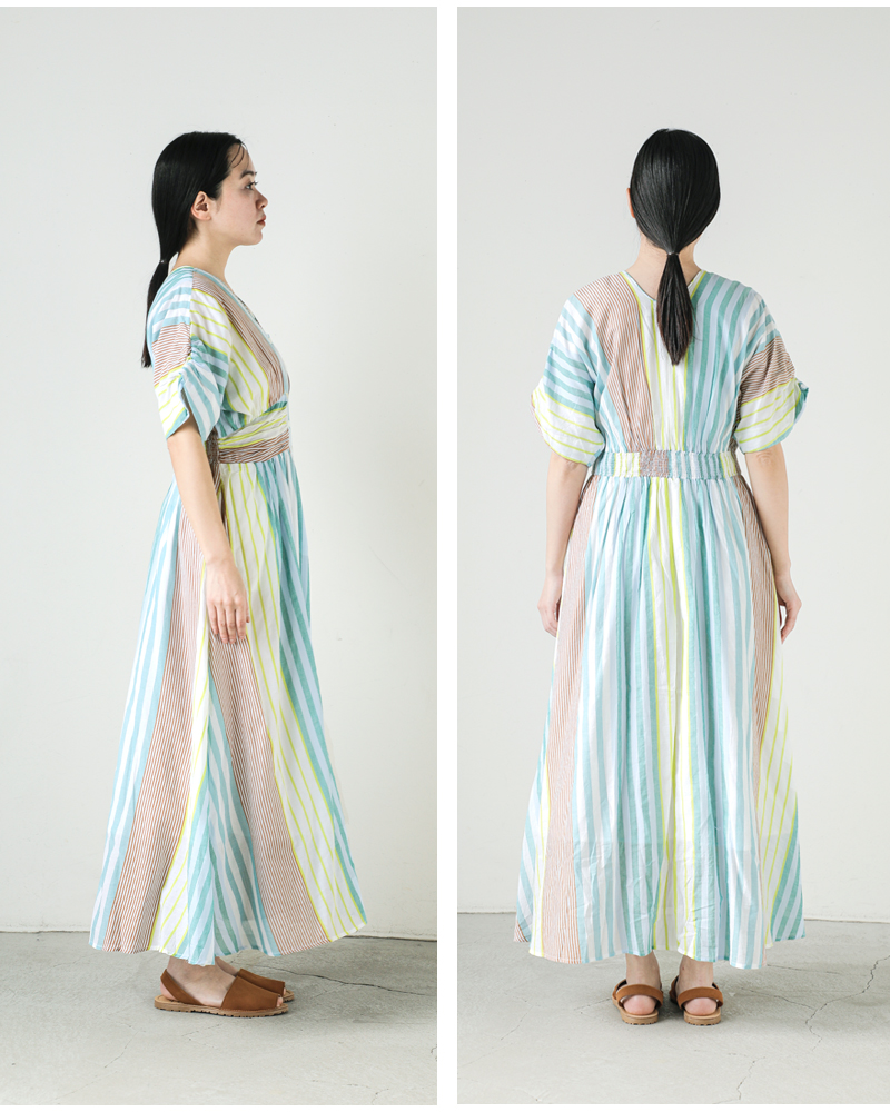 ne Quittez pas(ヌキテパ)コットンボイルストライプウエストギャザードレス“CottonVoileStripeWaistGatherDress”010451gr2