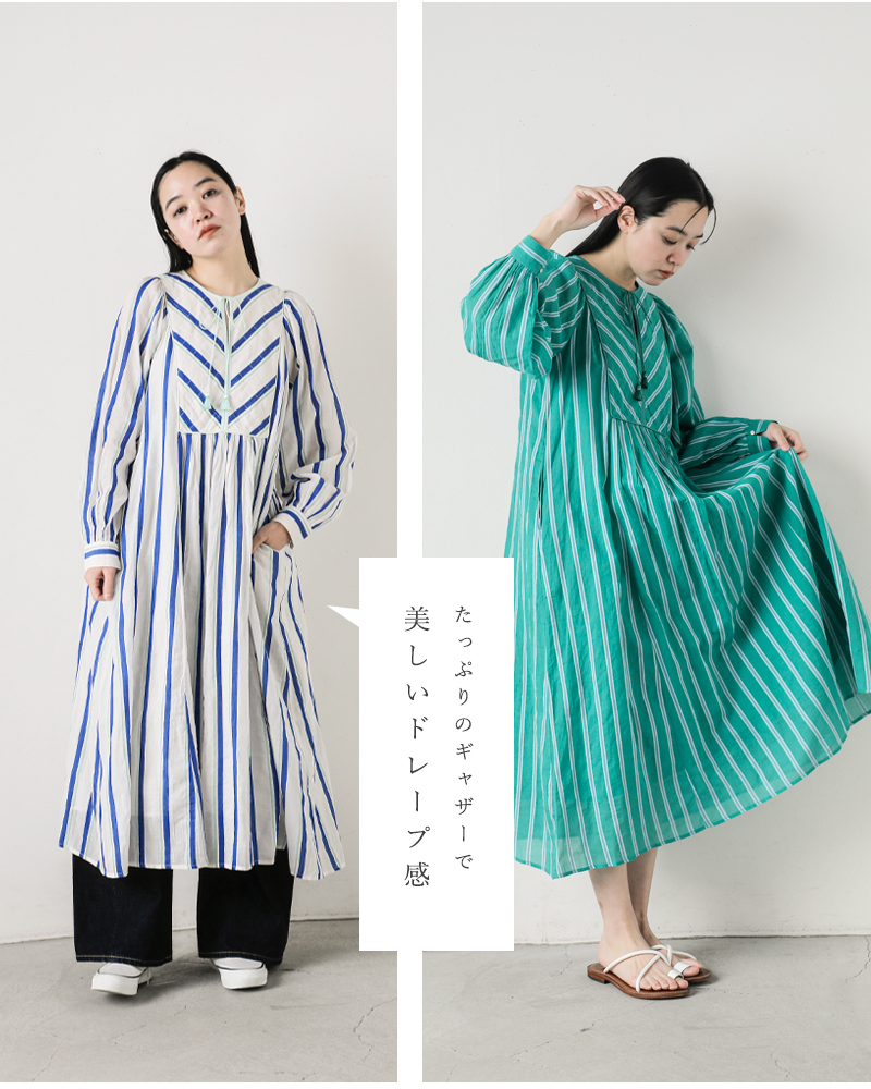 ne Quittez pas(ヌキテパ)コットンボイルストライプギャザードレス“CottonVoileStripeGatherDress”010451gr4