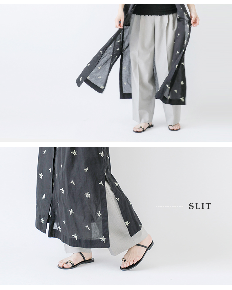 ne Quittez pas(ヌキテパ)コットンボイルドットリーフ刺繍シャツドレス“CottonVoileDotLeafEmbroideryShirtsDress”010551gu4