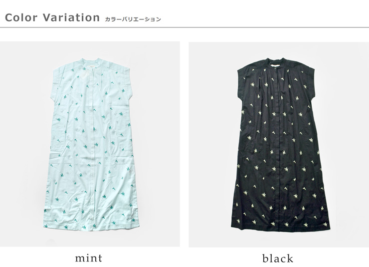 ne Quittez pas(ヌキテパ)コットンボイルドットリーフ刺繍シャツドレス“CottonVoileDotLeafEmbroideryShirtsDress”010551gu4