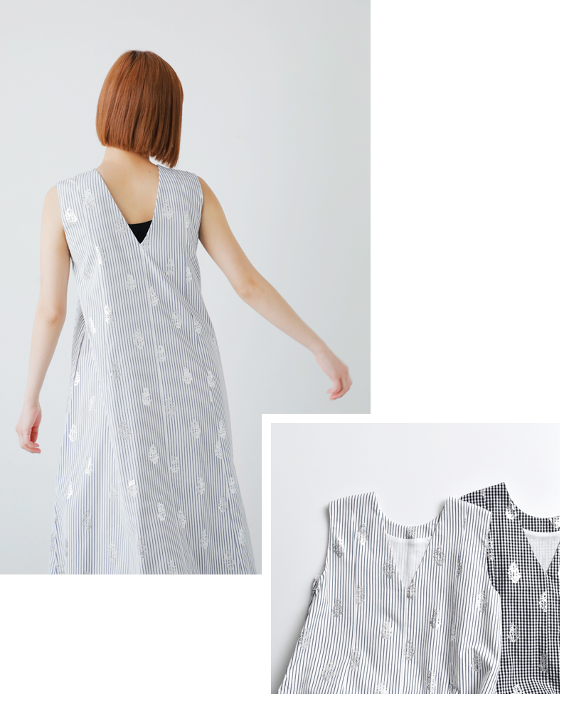 ne Quittez pas(ヌキテパ)ポプリンフォイルプリントスリーブレスバルーンドレス“PoplinFoilPrintSleevelessBalloonDress”010551zf2
