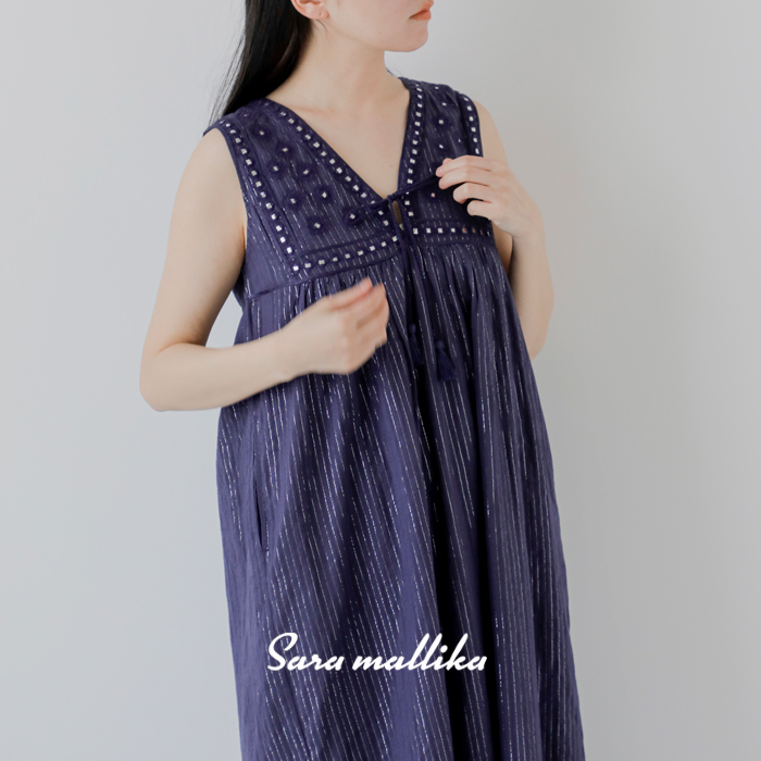 楽天市場】【Sara Mallika】 Cotton Lurex Scarf Print Dress