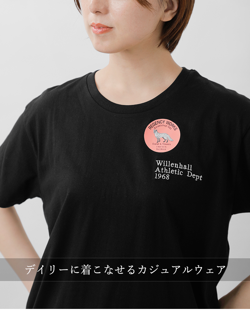 Regency Works(リージェンシーワークス)コットンクルーネックプリント半袖Tシャツ03981-emb