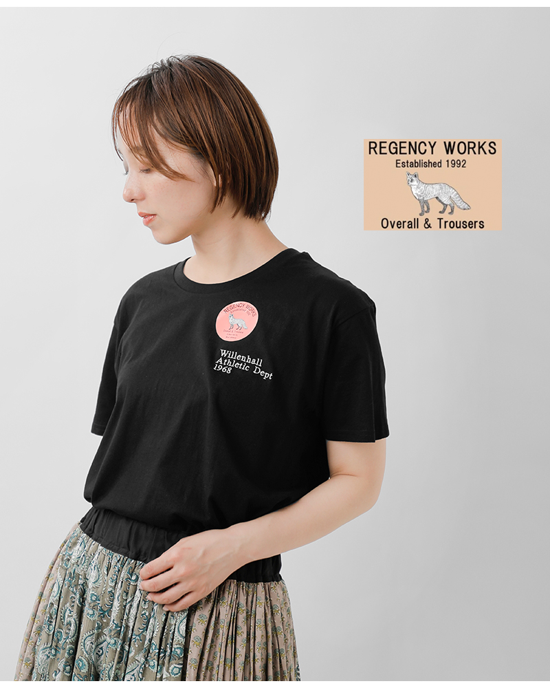 Regency Works(リージェンシーワークス)コットンクルーネックプリント半袖Tシャツ03981-emb