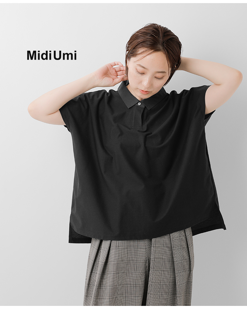 MidiUmi ミディウミ コットン ポロ ノースリーブ プルオーバー