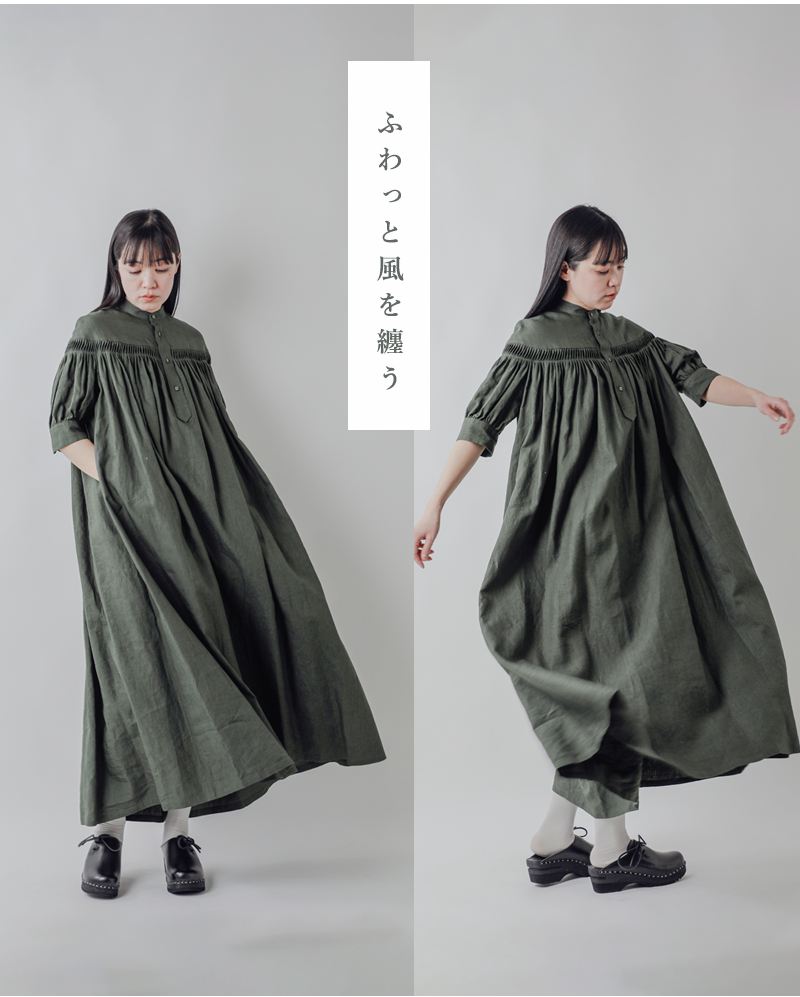 Scye(サイ)リネンキャンブリックタックドレス“60/1LinenCambricTuckedDress”1225-01002